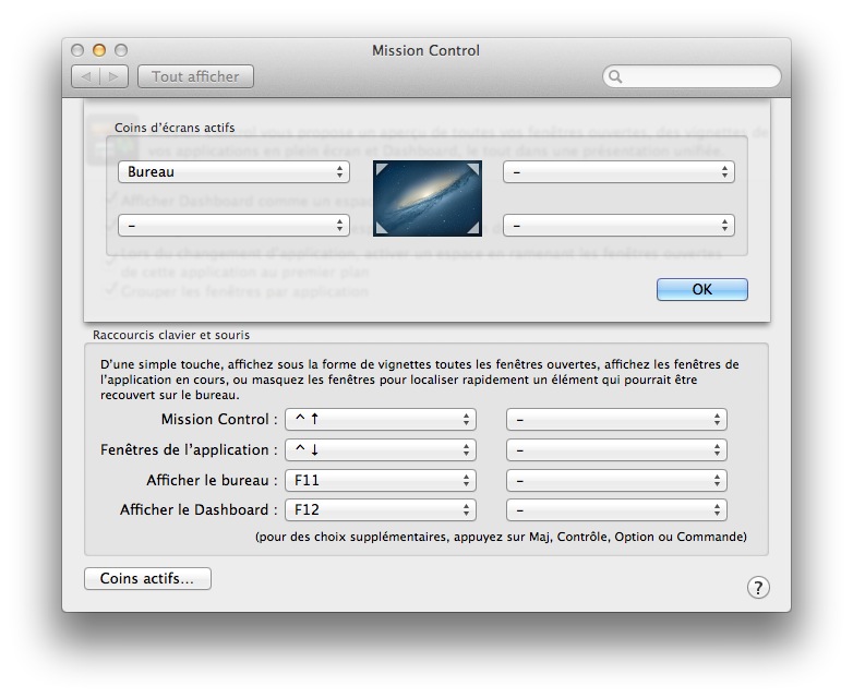 Preferences systeme, mission control 2