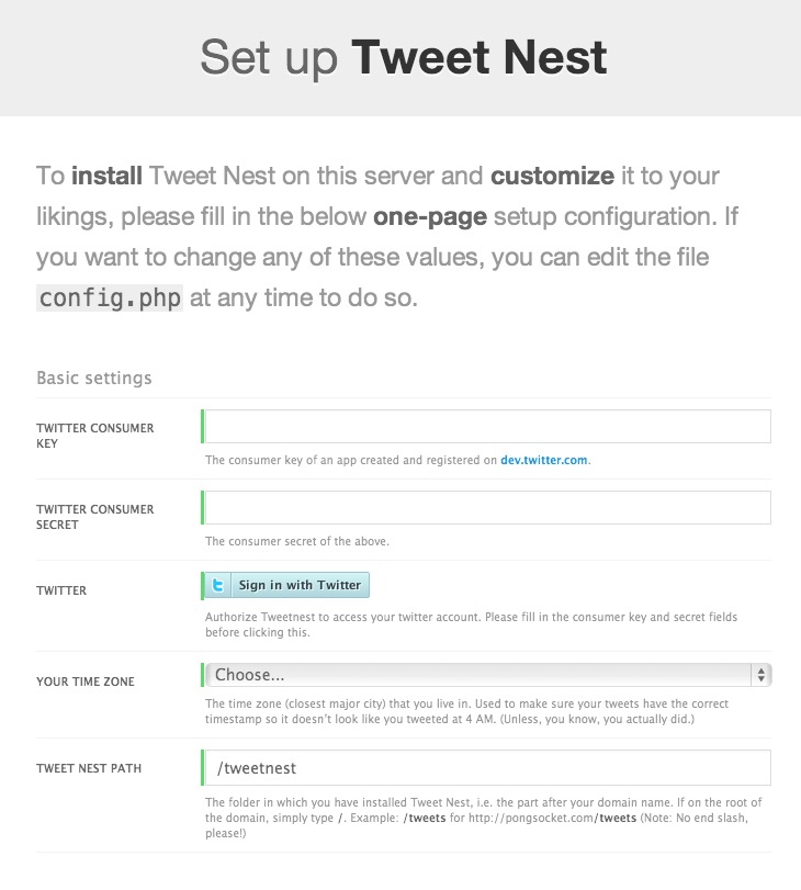 Tweet Nest Install 1