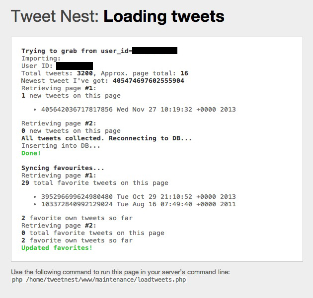 Tweet Nest Load Tweets